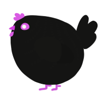 A black chicken with a half-bar pattern