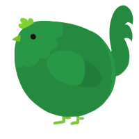 A viridian chicken with a head pattern