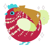 A crimson and apple chicken with a bar pattern