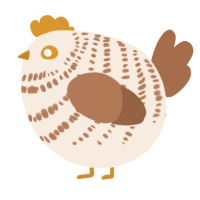 A cream and brown chicken with a bar pattern