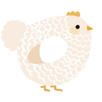 A cream chicken with a lace pattern