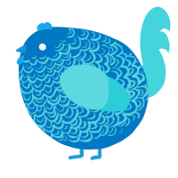 A sapphire and aqua chicken with a double-lace pattern