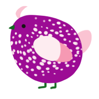 A plum and rose chicken with a speckle pattern