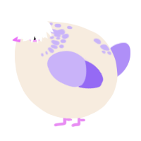 A cream and lilac chicken with a neck-speckle pattern