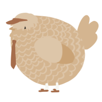 A beige chicken with a lace pattern
