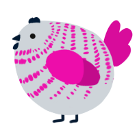 A mist and fuchsia chicken with a bar pattern
