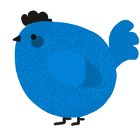 A sapphire chicken with a double-lace pattern