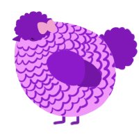 A lavender and violet chicken with a lace pattern