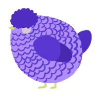 A lilac and indigo chicken with a lace pattern