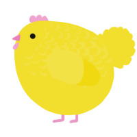 A yellow chicken with a half-lace pattern