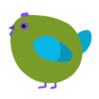 A chartreuse and cerulean chicken