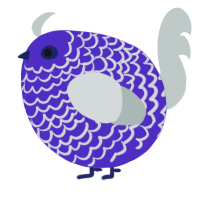 A indigo and silver chicken with a lace pattern