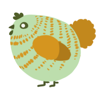A gluppy and ochre chicken with a bar pattern