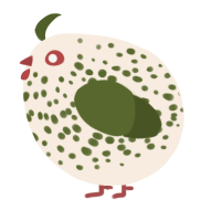 A cream and olive chicken with a speckle pattern