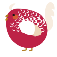 A crimson and cream chicken with a half-lace pattern