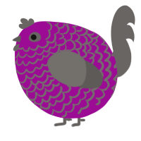 A plum and grey chicken with a lace pattern