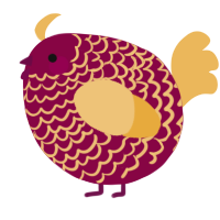 A maroon and honey chicken with a lace pattern