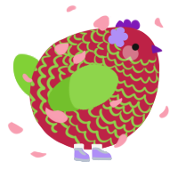 A crimson and grass chicken with a lace pattern
