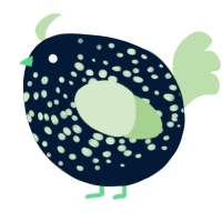 A tumblr and gluppy chicken with a speckle pattern