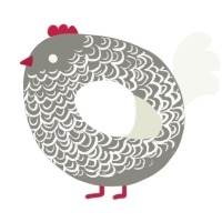 A ash and white chicken with a double-lace pattern