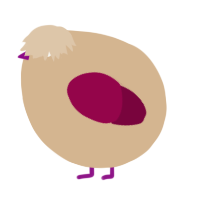 A beige and maroon chicken