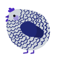 A mist and navy chicken with a lace pattern