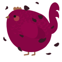 A maroon chicken with a half-lace pattern