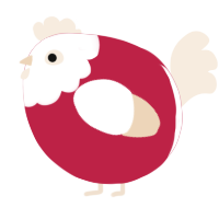 A crimson and cream chicken with a head pattern