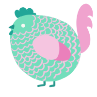 A mint and pink chicken with a lace pattern