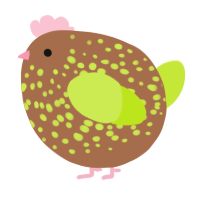A brown and lime chicken with a speckle pattern