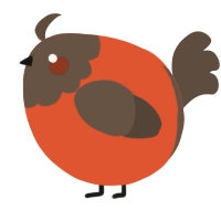 A vermilion and bark chicken with a head pattern