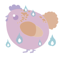 A viridian and sapphire chicken with a neck-speckle pattern