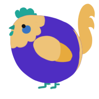 A indigo and honey chicken with a head pattern