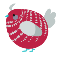 A crimson and silver chicken with a bar pattern
