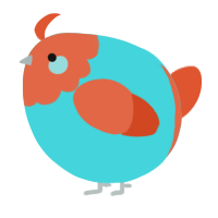 A aqua and vermilion chicken with a head pattern