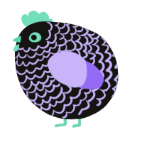 A black and lilac chicken with a lace pattern