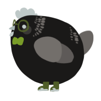 A sable and grey chicken with a neck-band pattern