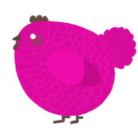 A fuchsia chicken with a lace pattern
