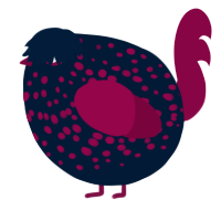 A tumblr and maroon chicken with a speckle pattern