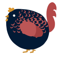 A tumblr and red chicken with a half-lace pattern