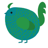 A teal and viridian chicken with a lace pattern