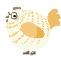 A white and honey chicken with a bar pattern