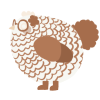 A white and brown chicken with a lace pattern
