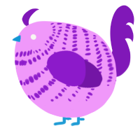 A lavender and violet chicken with a bar pattern