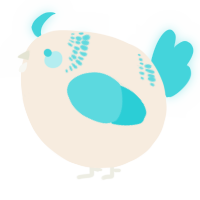 A cream and aqua chicken with a neck-band pattern