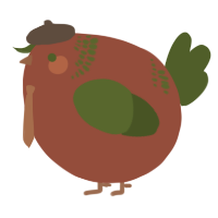 A russet and olive chicken with a neck-band pattern