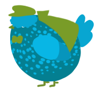 A sea and cerulean chicken with a speckle pattern
