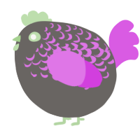 A grey and orchid chicken with a half-lace pattern