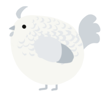 A white and mist chicken with a half-lace pattern
