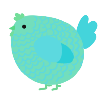 A mint and aqua chicken with a lace pattern